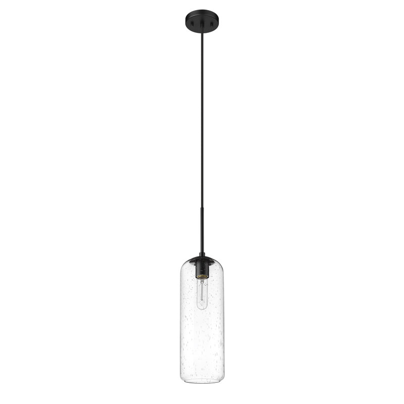 Luminaire suspendu 1 lumière Campos, Transparent, H 132 po x l 5,25 po x P 5,25 po, Noir mat