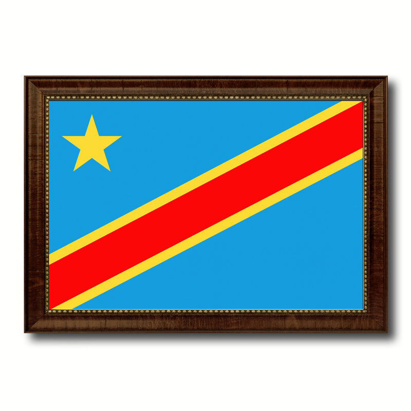 République démocratique du congo, impression sur toile, H 21 po x l 30 po x P 1 po, Encadrement brun