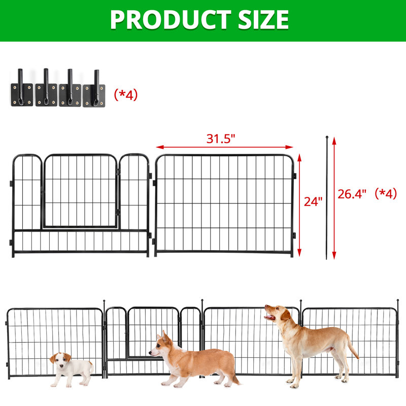 4 Panel Exercise Heavy Duty Pet Pen, 24" H