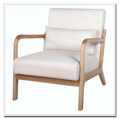 Modern Armchair, Accent Chair with Solid Wood Frame