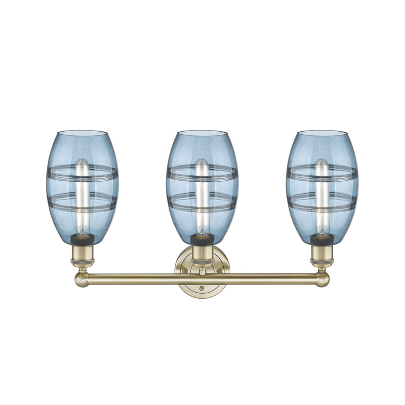 Kusham 3 - Light Dimmable Vanity Light, Antique Brass, Princess Blue