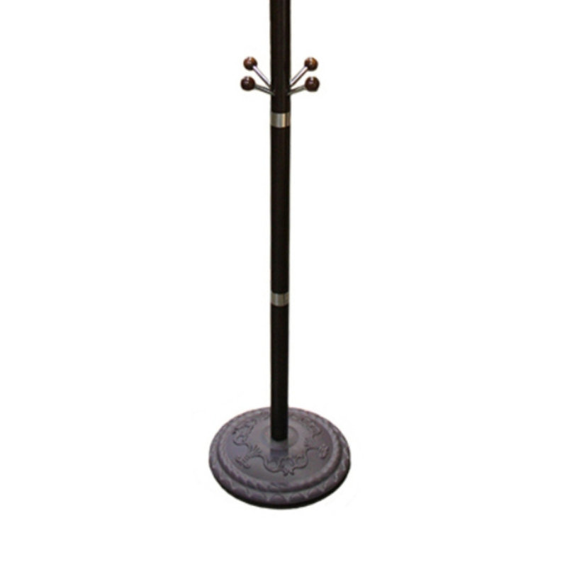 Grand portemanteau en chrome et bois, finition espresso