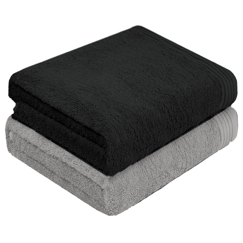 Lorena Midweight Bath Sheet, Black/Silver