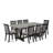 Modern Dining Set - A Dining Table with Trestle Base and Linen Fabric Kitchen Chairs with High Back-255592811-255592810