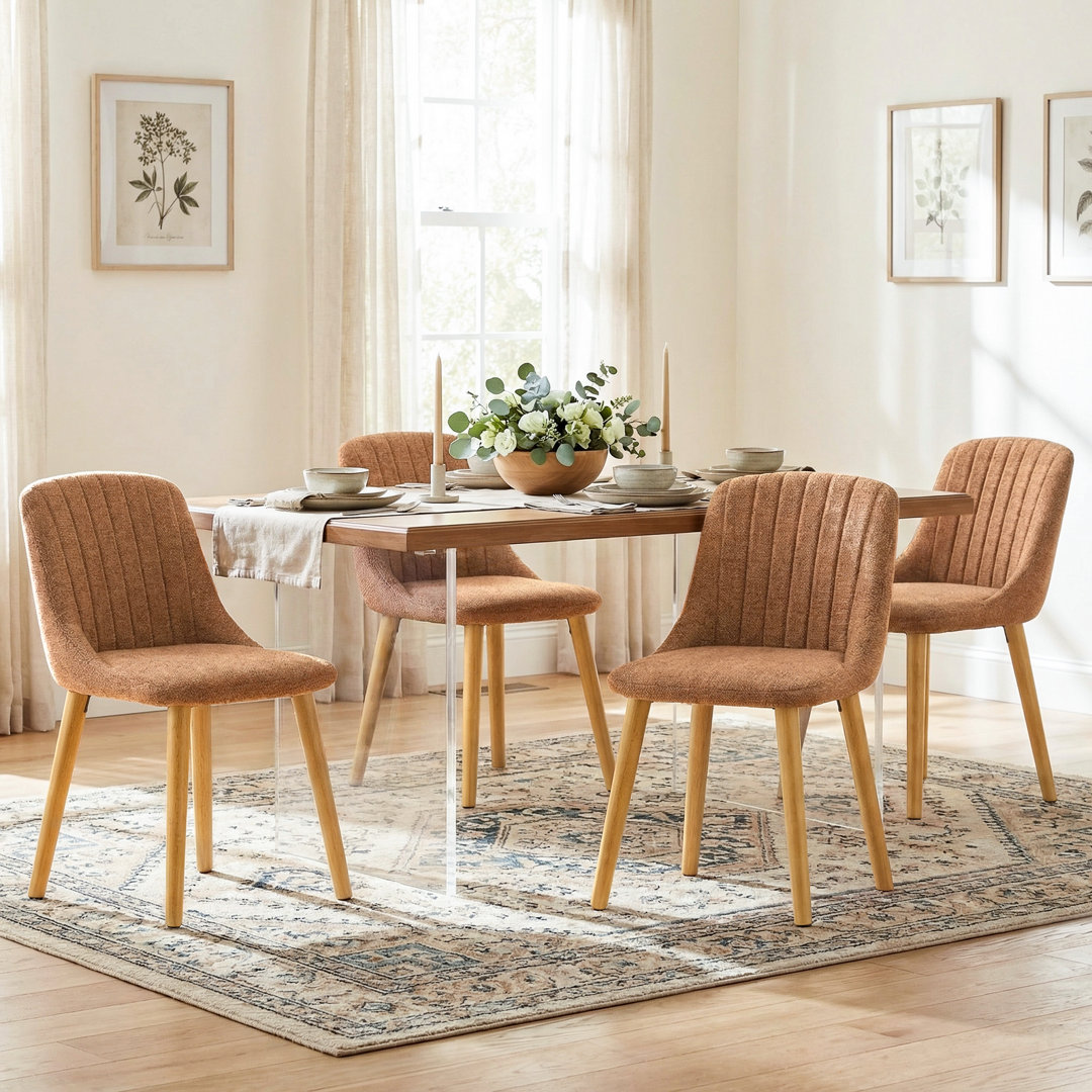 48.5cm H Upholstered Dining Chairs With Wooden Legs
