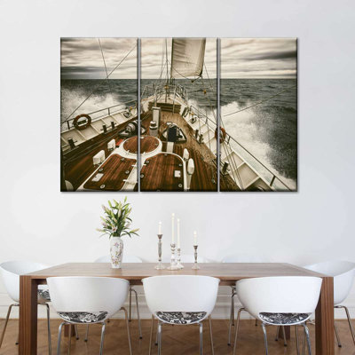 Yacht at Sea - 3 impressions sur toile tendue