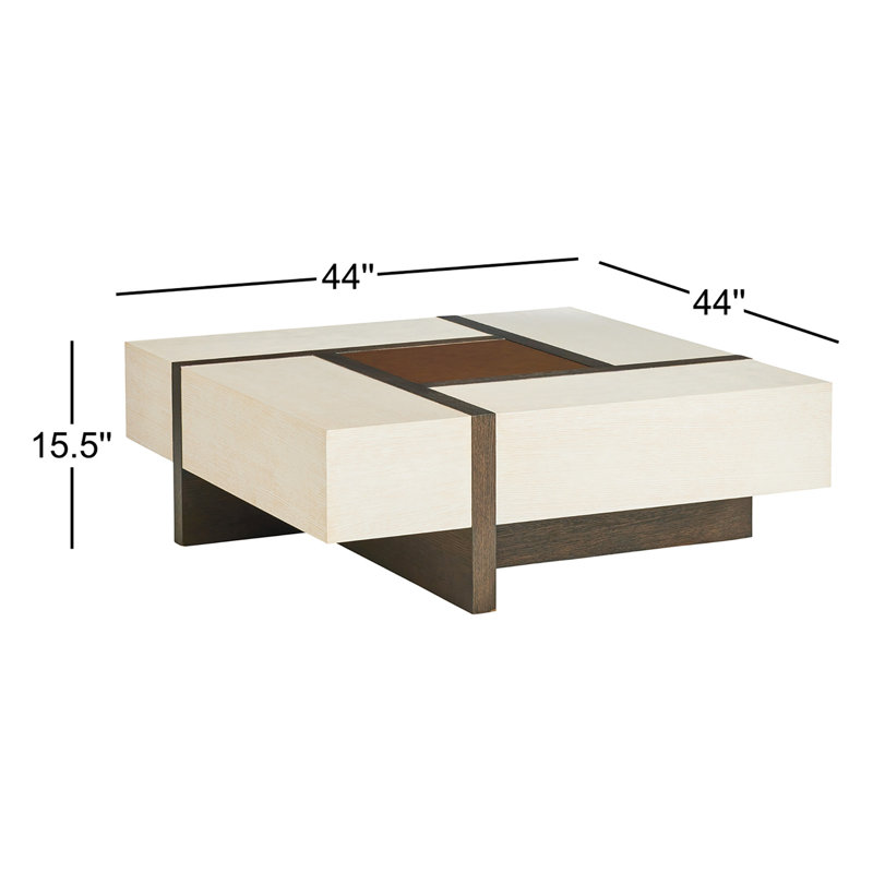 Carmel Solid Wood Cocktail Table, Winter White Top/Dark Mocha Base