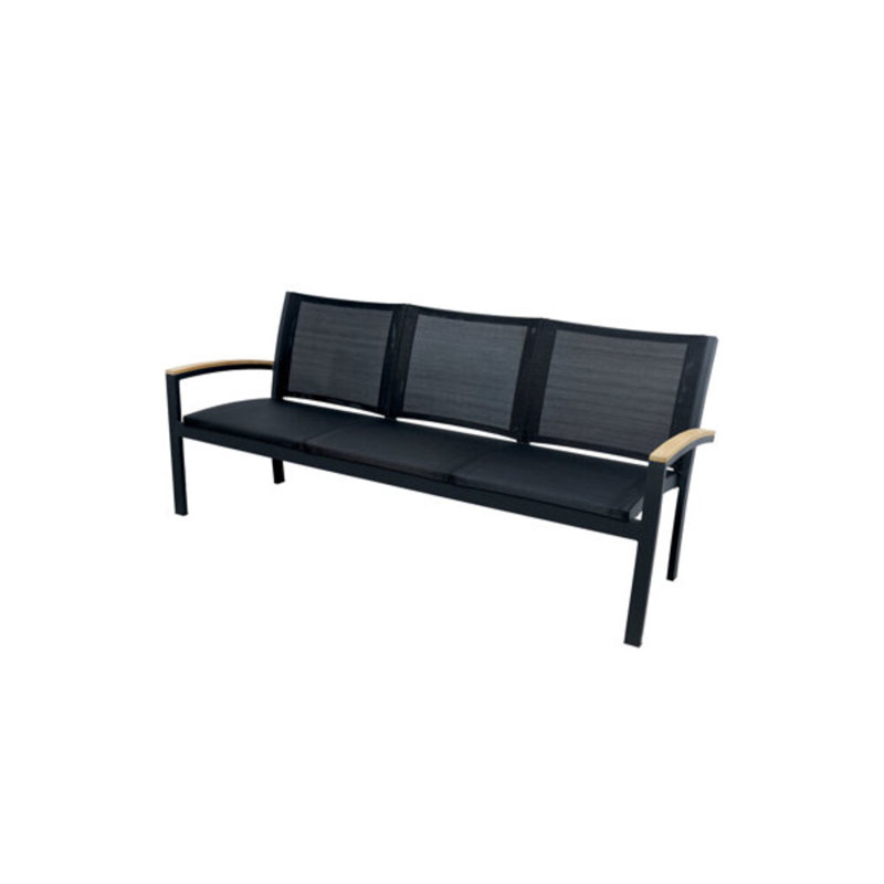 Tribeca Outdoor 6 - Piece Teak Aluminum Lounge Set, Black/Brown, 6 Pcs: 3 Tables, Sofa, Loveseat, Chair