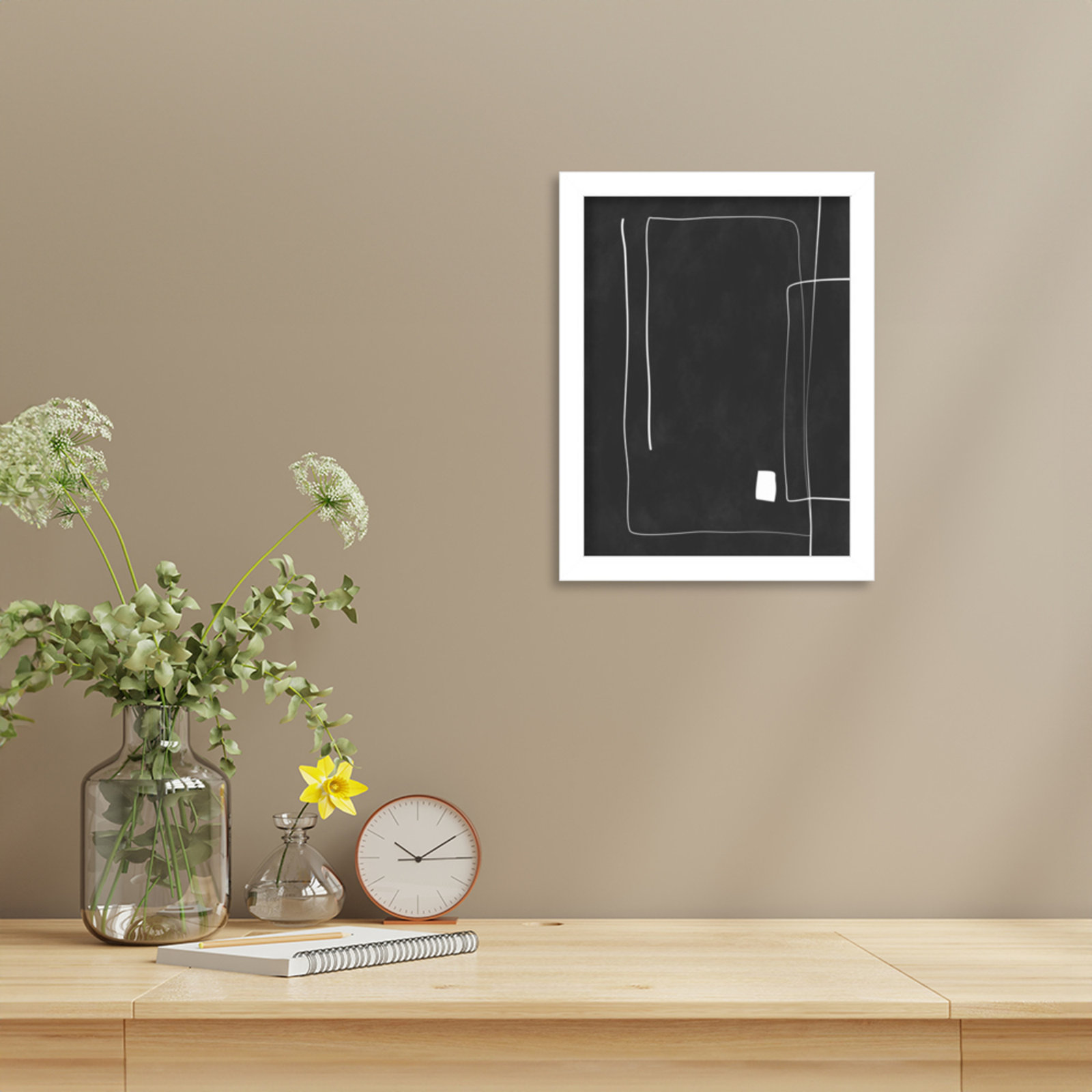 Iveta "Black and White 36" Print, White, 13" H x 10" W