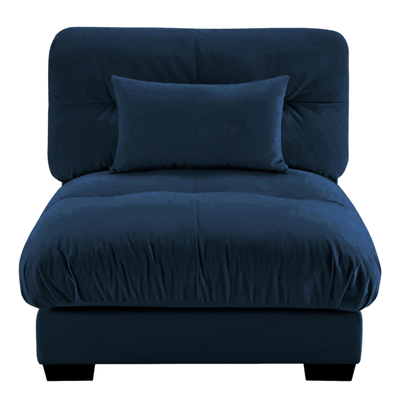 Milano Armless Sofa W/1 pillow, Blue