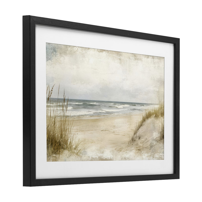 Sandy Dunes View, impression encadrée sous verre, design par LSR Creative Studio, H 14 po x l 20 po, Cadre noir minuit