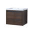 Armoire de salle de bain avec portes à fermeture en douceur - 24 po, fixation murale, noyer, évier moderne avec rangement 24 x 18 po, conception-492739706-492739707