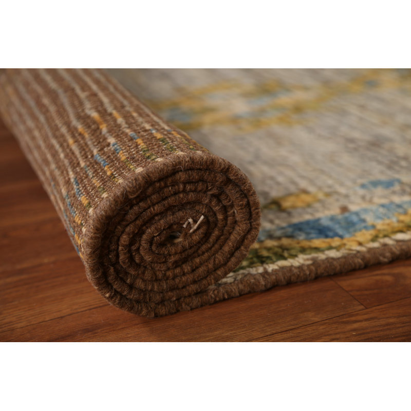 Sareniti One-of-a-Kind 2'9'' x 9'9'' New Age Runner Wool Area Rug in Yellow