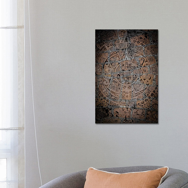 Aztec Wind God Black by Nik Rave - Wrapped Canvas Gallery-Wrapped Canvas Giclée, 66.04cm H x 45.72cm W