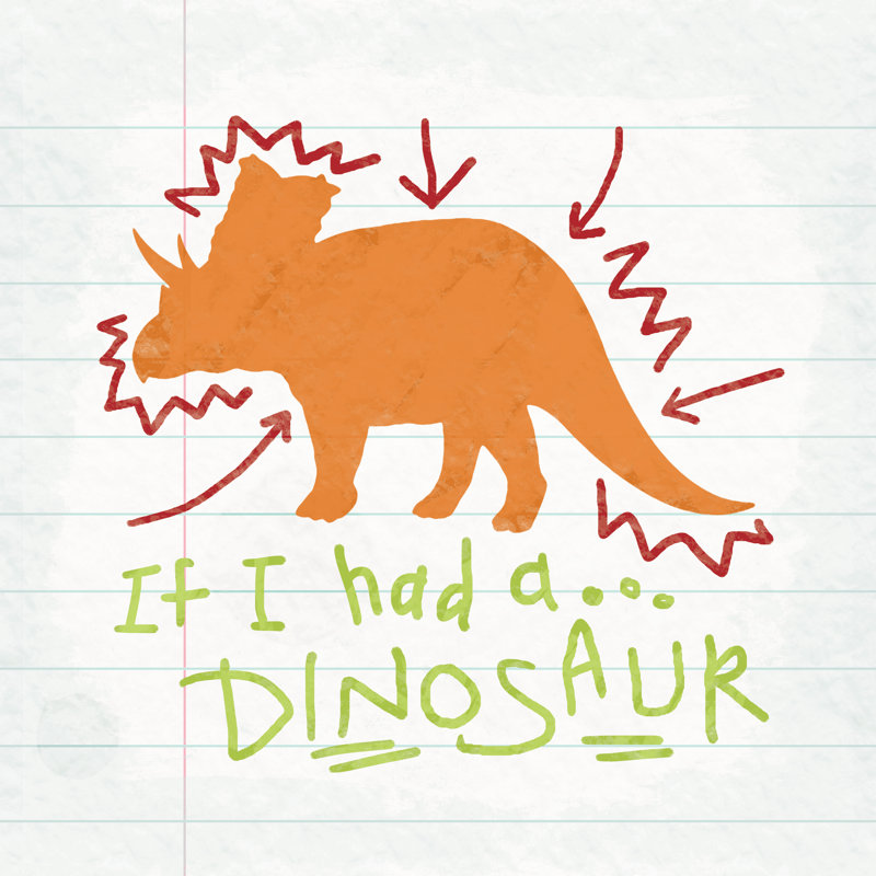 If I Had A Dino Red Orange - Wrapped Canvas Print, 30cm H x 30cm W x 3.8cm D