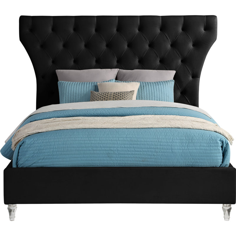 Kira Dympha Velvet Bed, King, Black Velvet