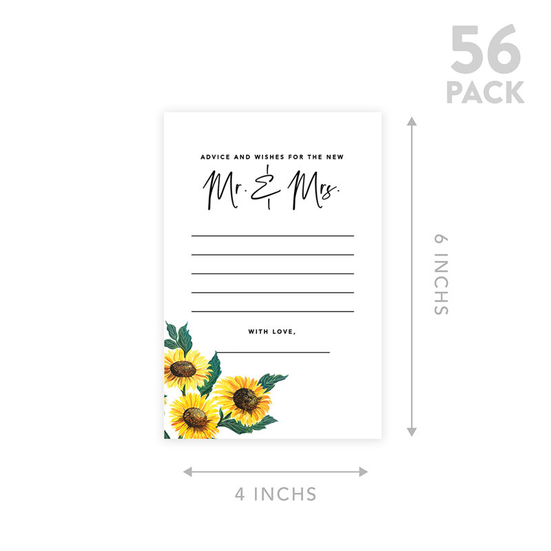 Livret de 56 cartes de mariage pour mariage et tournesol, paquet de 56