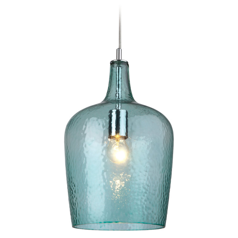 Glass 1 - Light Chrome Jar Pendant, Aqua