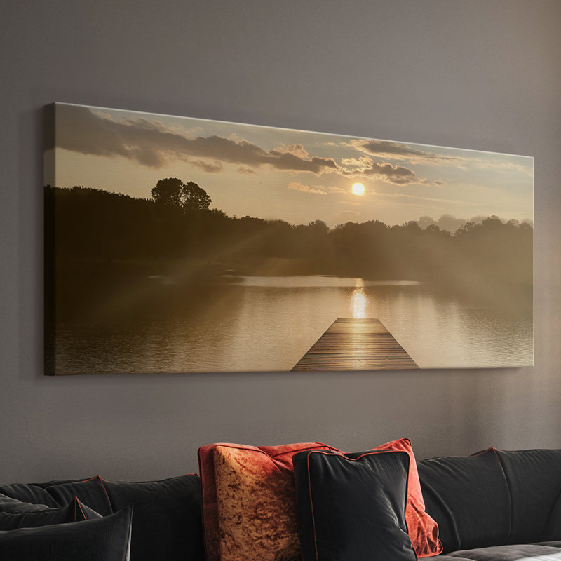 Sunrise Dock - Toile tendue avec châssis - Prêt à accrocher, H 16 po x l 40 po