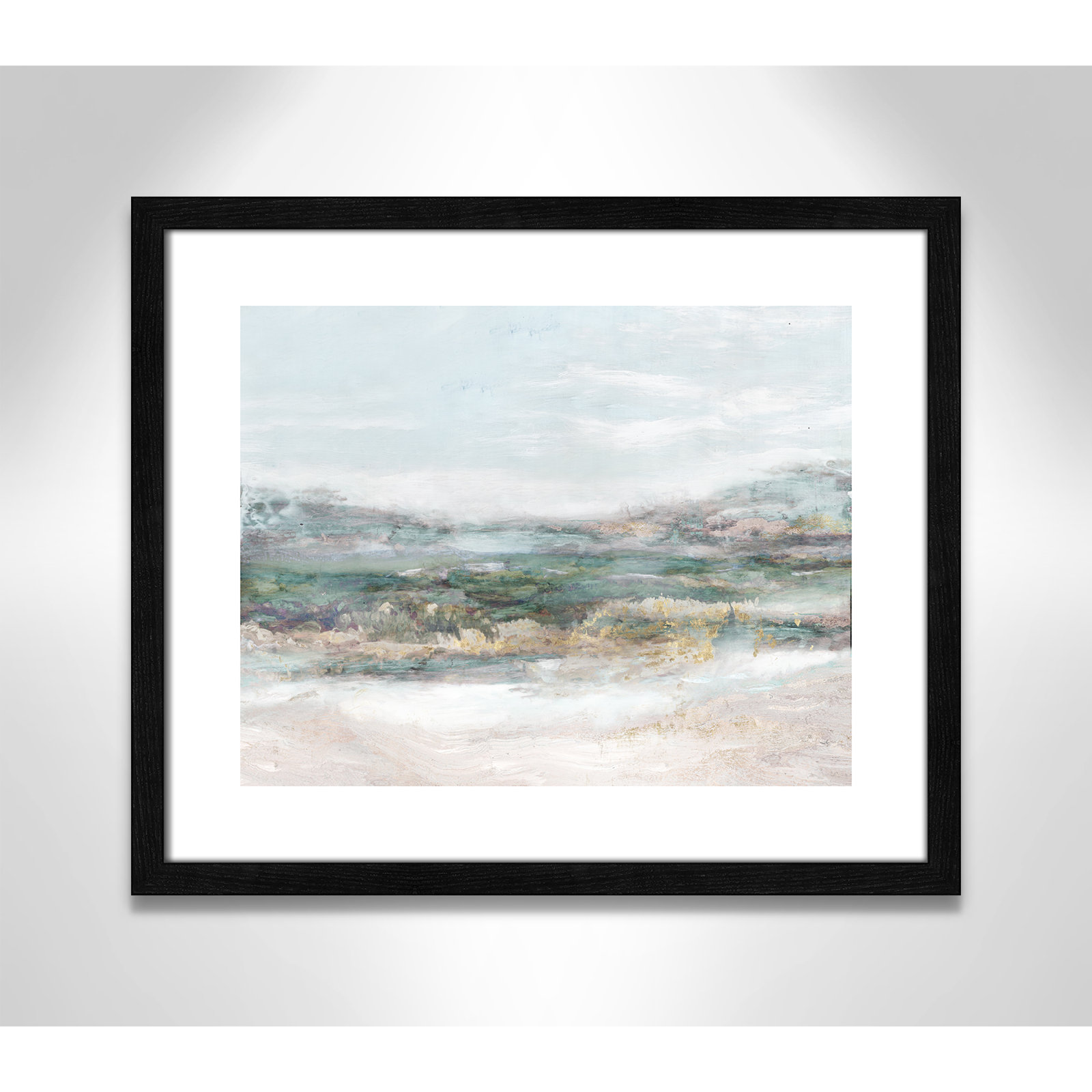 Dazzling by Matina Theodosiou - Painting Print on Canvas, White, 16" H x 19" W x 0.75" D, Black Wood Grain Framed Paper