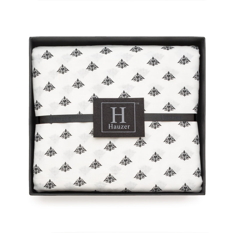 Ensemble de draps 100% coton Farmhouse, Drap-housse grand avec 2 taies d'oreiller, Blanc / Noir