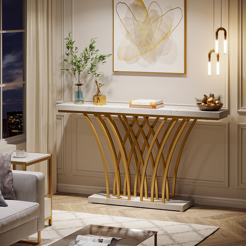 Boehlke 150cm Unfinished Console Table, White Marble