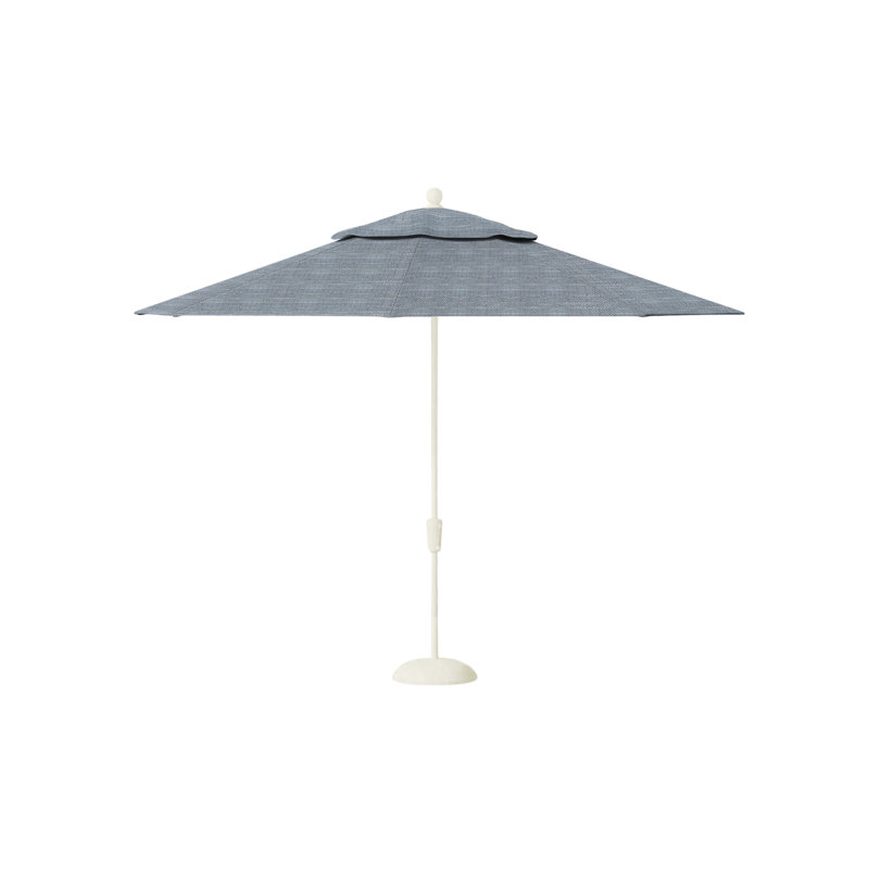 Parasol de marché octogonal à inclinaison automatique 108 po x 108 po Crank, Chambray Rollo, Craie