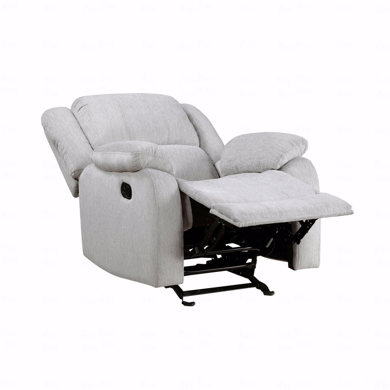 Fauteuil inclinable moderne en chenille grise avec accoudoirs rembourrés et revêtus de tissu d'ameublement avec cadre en bois massif 1pc