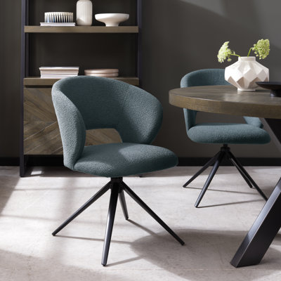 STELLA 360° RETURN SWIVEL CHAIR - BOUCLE FABRIC - BLACK SAND POWDER COATED LEGS (SINGLE)