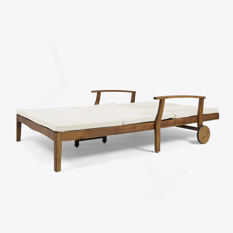 Double chaise longue de patio avec coussin, Crème