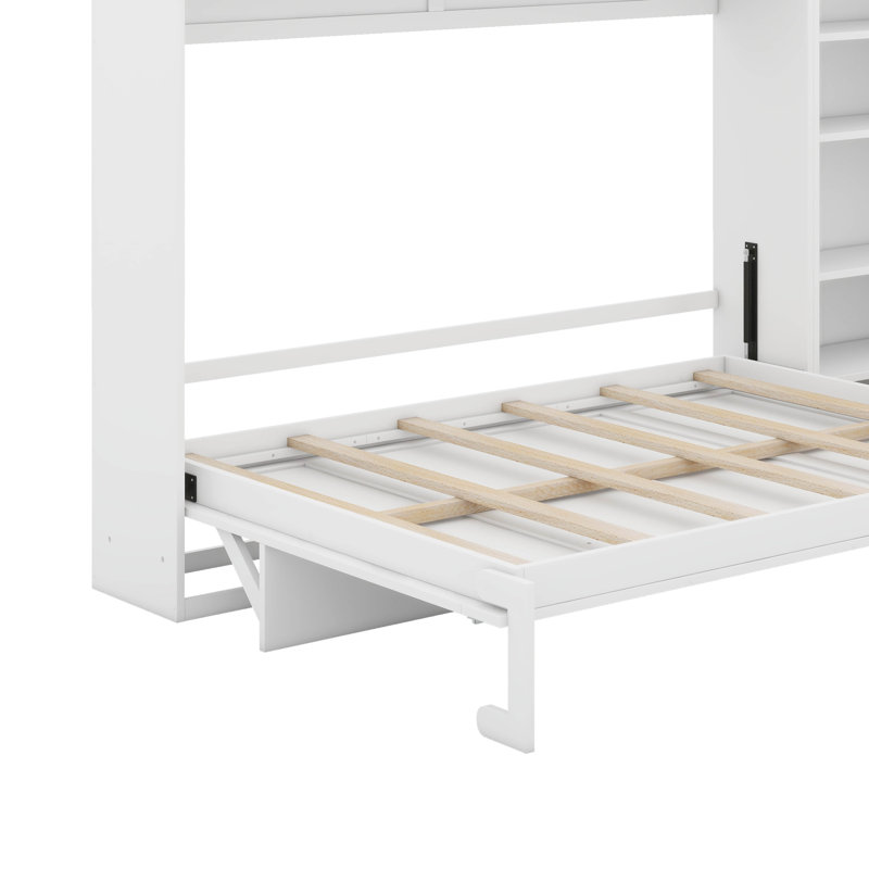 Grand lit escamotable avec tablette, Blanc