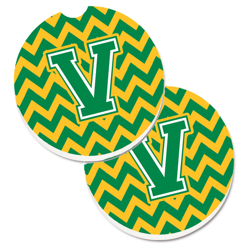 Sous-verre pour voiture, V, Vert/doré