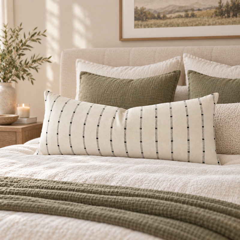 Housse de coussin lombaire thaïlandaise en coton blanc cassé tissé à la main, accessoire décoratif, Blanc cassé