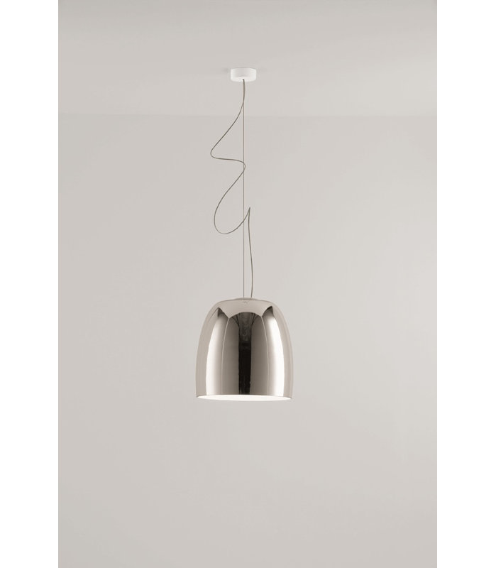 1 - Light Matt White Dome Pendant, Mirror/White, 200cm H x 30cm W x 30cm D