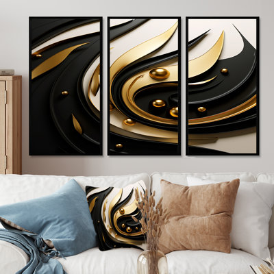 Gold Core Minimal Gold Streams - ensemble d'art mural paysage urbain