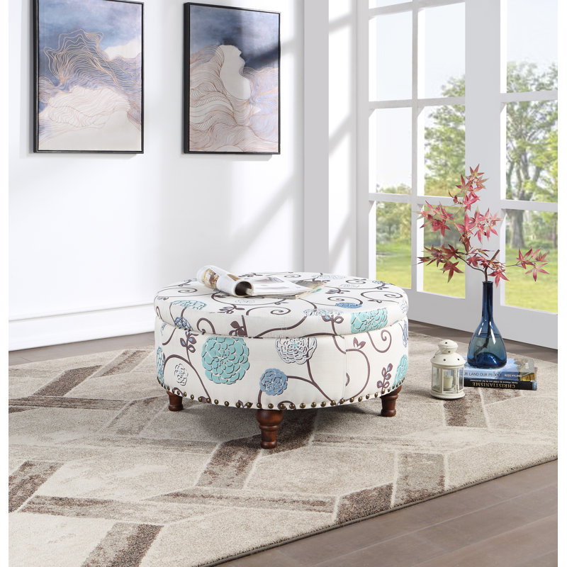 Breonte 32 po de largeur ronde, Mélange de polyester blanc / bleu / brun