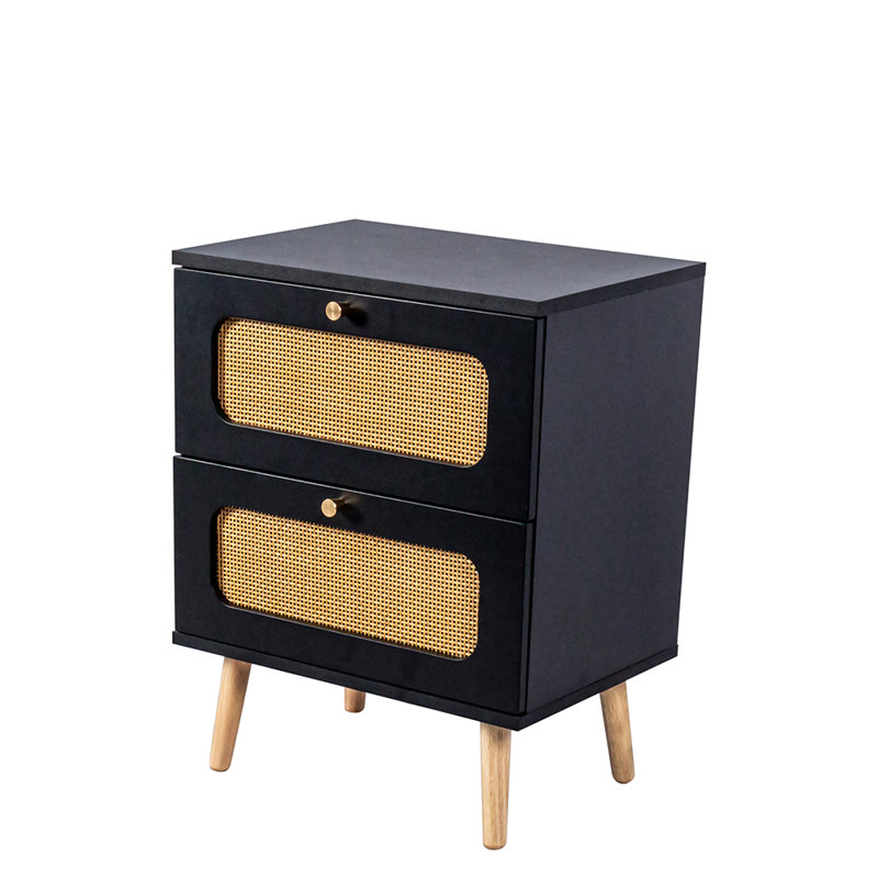 2-Drawers  Rattan Nightstand