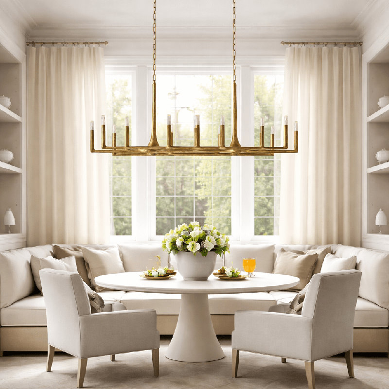 Lustre chandelier linéaire en bouleau de 72 po, 22" H x 19" W x 72" D, 13 lumières