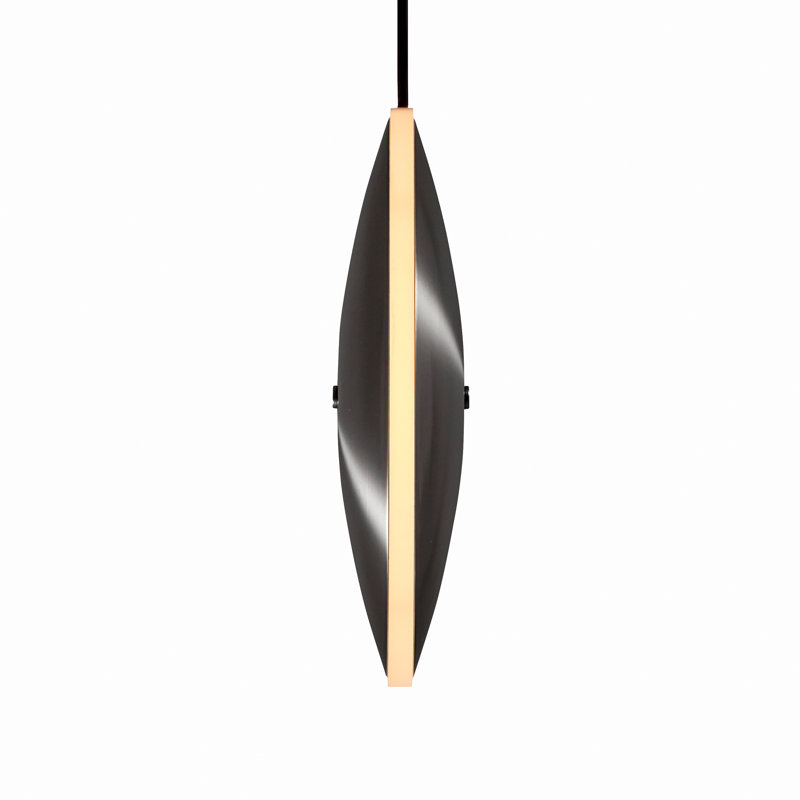 Chrona Modern Round Spun Brass Pendant Light, Vertical, Solid Brass, 10" H x 10" W x 2" D