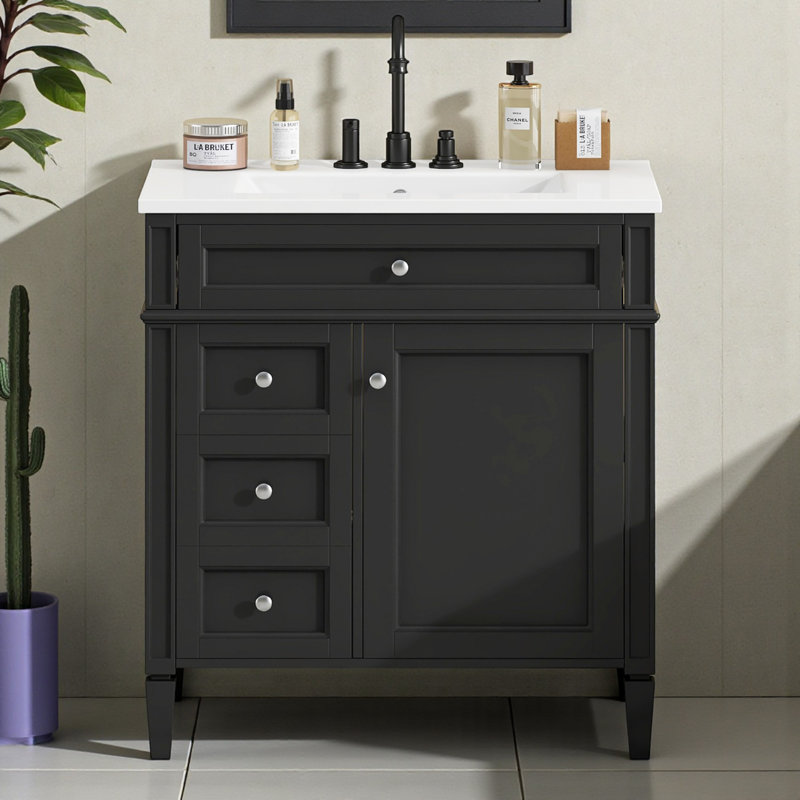 30" Single Bathroom Vanity Set, Black