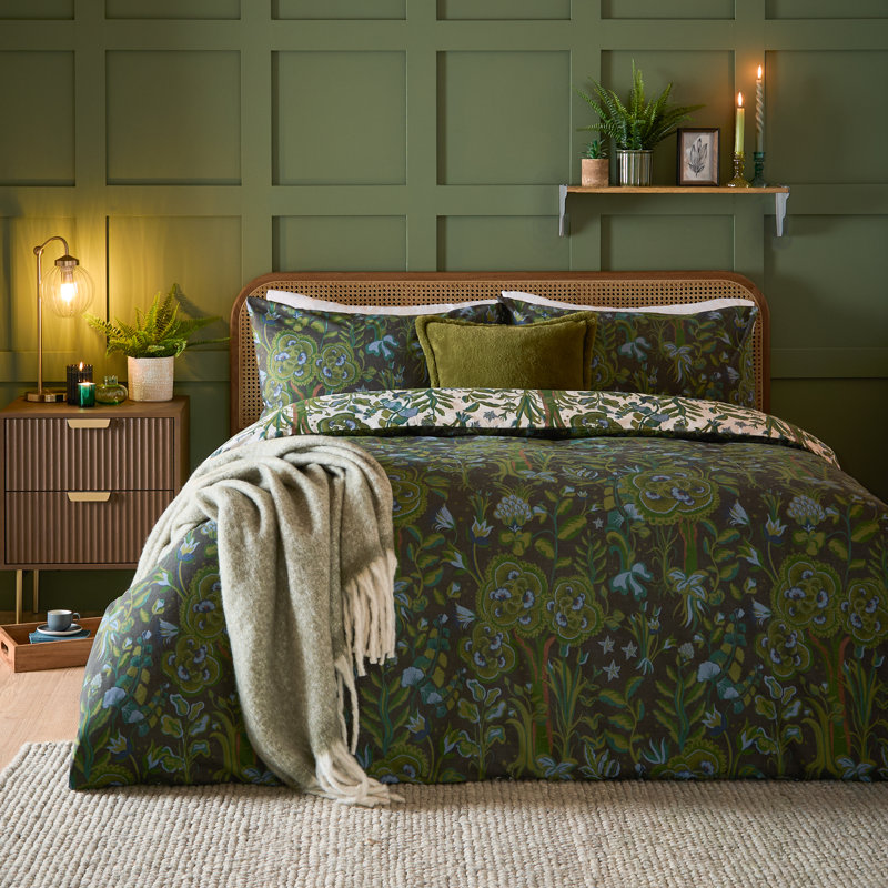 Garden Of Wonder Polyester Floral Duvet Cover Set with Pillowcases, Single Duvet Cover Set + 1 Standard Pillowcase