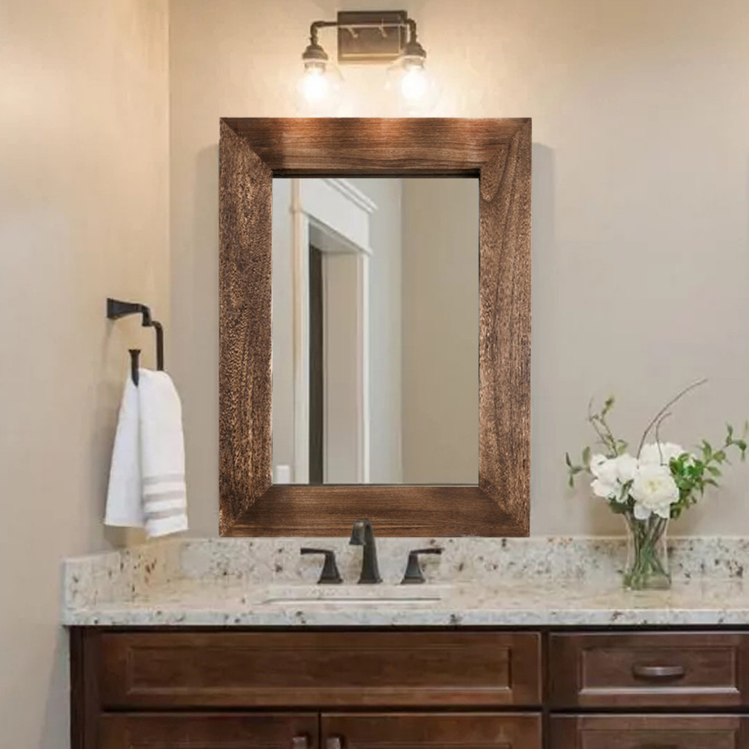 Fontanez Farmhouse Wood Bathroom Wall Mirror Loon Peak® 