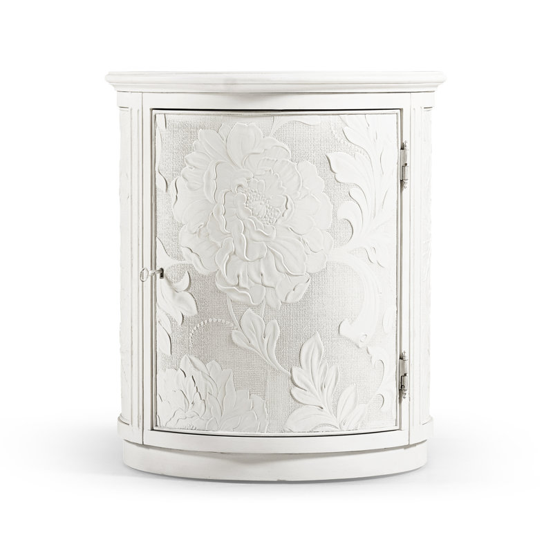 Table de bout cylindrique en bois massif avec rangement