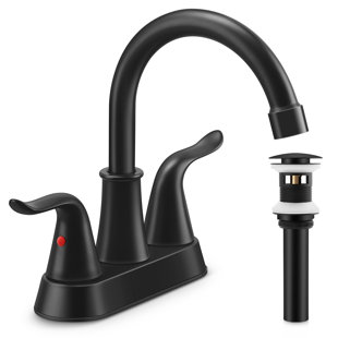 Wilmall Centerset Bathroom Faucet with Drain Assembly,  2-handle Bathroom Sink Faucet