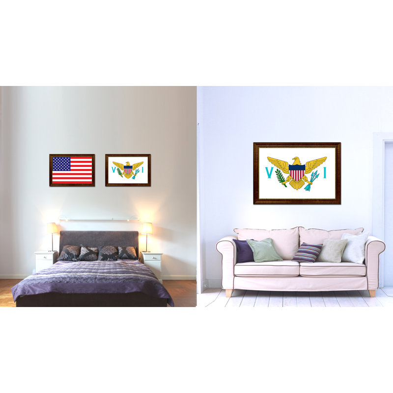 « virgin islands country flag », impression sur toile encadrée, H 19 po x l 27 po x P 1 po, Brun