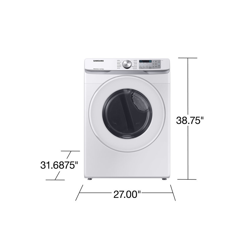 Samsung 7.5 cu. ft. Smart Electric Dryer with Sensor Dry, White