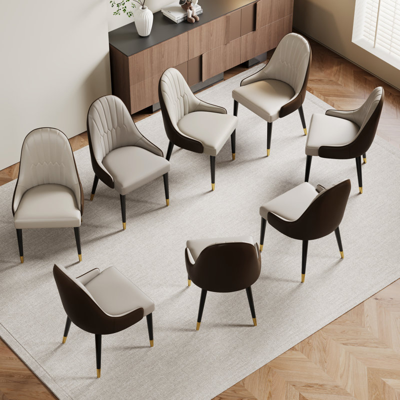Chaise d'appoint rembourrée en similicuir Frania, Brun foncé / Beige, 8