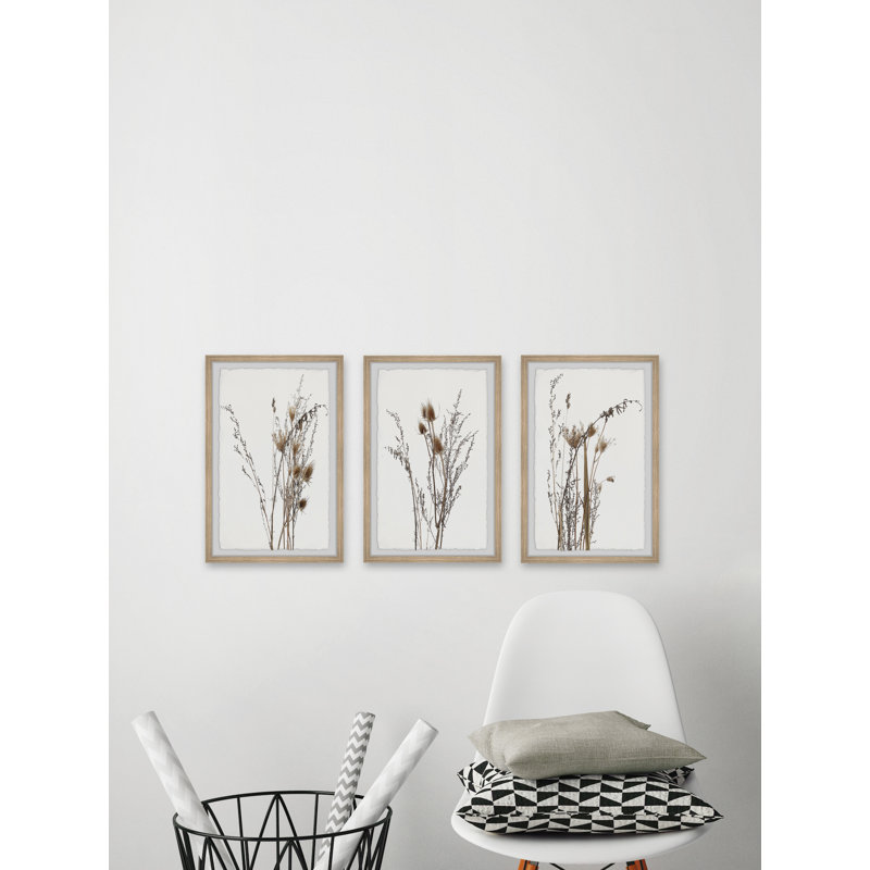 Brown Foliage by Marmont Hill - 3 Piece Single Picture Frame Painting Set, 45" H x 38" W x 3.81" D