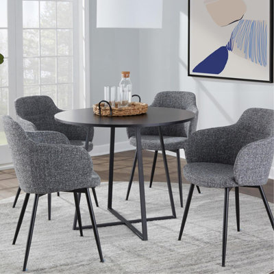 Contemporary Dining Table in Black Metal and Black MDF