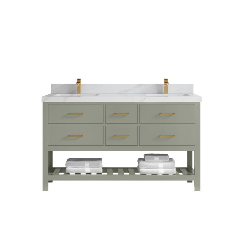 Parker 60 po X P 22 po Meuble-lavabo double D, Sienne Calacatta